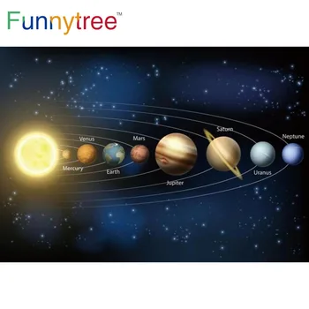 Фон из космического пространства Планеты Funnytree Звезды День рождения Вечеринка в честь дня рождения новорожденного Комета Галактическая система Фон для фотосессии