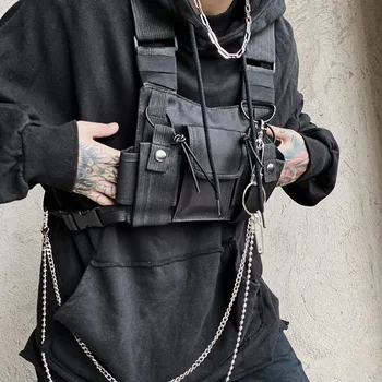Функциональная тактическая нагрудная сумка для унисекс, модный жилет в стиле хип-хоп, уличная сумка, поясная сумка, женская черная нагрудная сумка YB415