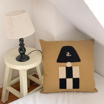 Холст с вышивкой, чехол для подушки на стул, лампа, свеча, наволочка для поддержки спины, наволочка для декоративного искусства в домашней комнате, 45X45 см