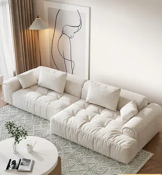 Художественный диван для гостиной простой современный скандинавский высококачественный кремовый угловой диван из ткани без стирки