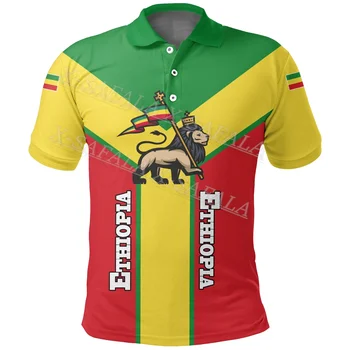 Цвет Эфиопии, эмблема страны Льва, Национальная рубашка поло с индивидуальным названием, мужская черно-белая корзина, Персонализированные футболки для диск-гольфа-2