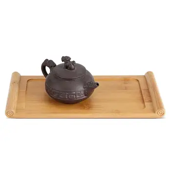 Чайный Поднос в китайском стиле из натурального Бамбука, Прямоугольный Поднос для закусок, Десертный Поднос, Чашка, Тарелка, Аксессуары для Чайного подноса Кунг-фу