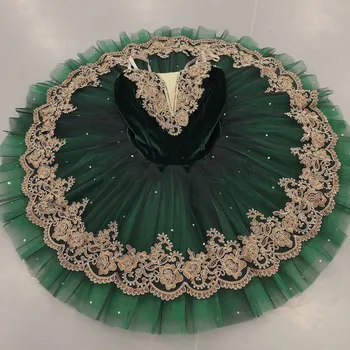 Черно-зеленая Профессиональная балетная пачка для девочек, Балетная юбка 