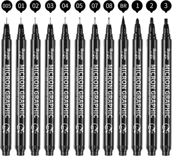 Черные Чернильные Ручки Micro-Pen Fineliner, Водонепроницаемые Архивные Чернила Fine Point Micro Drawing Pens для Художественной Акварели, Рисования Эскизов, Аниме