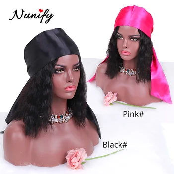 Черные шарфы Nunify с красным атласным краем для волос, нескользящая повязка для волос, парики, повязка для йоги, черная повязка для парика из полиэстера