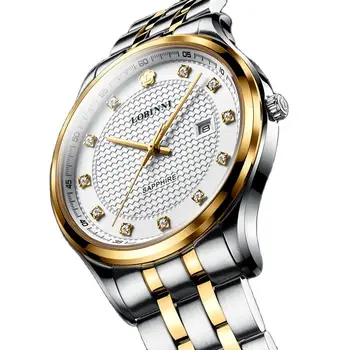 Швейцарский люксовый бренд LOBINNI, Японский кварцевый механизм, мужские часы, Сапфировые Водонепроницаемые ультратонкие Мужские часы с бриллиантами L3006M