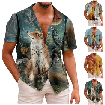 Элегантная мужская рубашка с 3D аниме, повседневная рубашка на пуговицах с коротким рукавом, новинка 2023 года, летние роскошные гавайские рубашки, блузки рубашка мужская