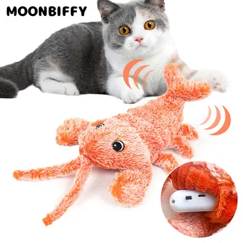 Электрическая прыгающая игрушка для кошек, имитирующая движение креветок, омар, электронные плюшевые игрушки для домашних собак, кошек, детских мягких игрушек-животных