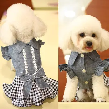 Юбка для собаки, Весеннее Милое Маленькое Свежее Тонкое дышащее платье принцессы для маленькой собаки Бишон Йоркшир, Весенне-летняя одежда для домашних собак