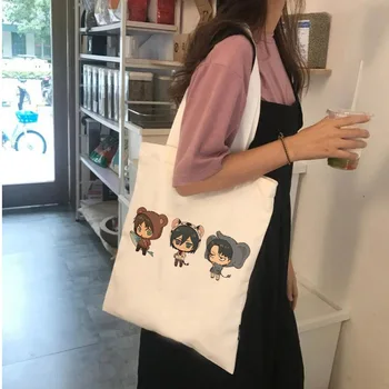 Японское аниме Levi Attack on Titan Сумка-тоут Shopper Bag Shingeki No Kyojin Хозяйственная сумка Через плечо Холщовая сумка Многоразового использования