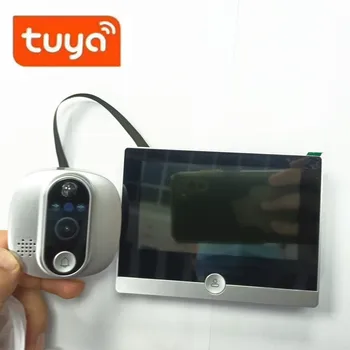 4,3-дюймовое приложение Tuya WiFi Дверной звонок Визуальный Дверной глазок Камера видеодомофона PIR Домашняя безопасность Беспроводной домофон для IOS Android
