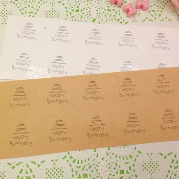 600шт круглых этикеток из крафт-бумаги 3,5 см, этикеток для упаковки подарков с днем рождения, самоклеящихся упаковочных коробок / пакетов для праздничных тортов