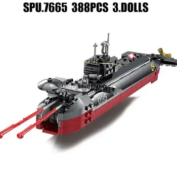 84086 388шт Военный Флот 095 Атомная Подводная Лодка Военный Корабль 3 Куклы Строительные Блоки Игрушка