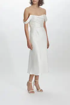 Короткое свадебное платье для девичника длиной Т, маленькое белое свадебное платье с открытыми плечами, праздничная одежда