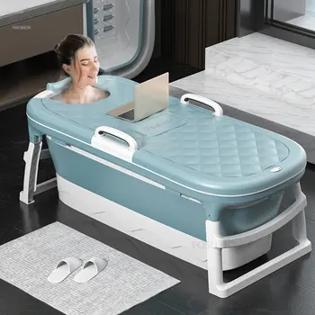Складная переносная ванна для взрослых, современная большая ванна со льдом, легкое роскошное ведро для ванны, бытовая утолщенная пластиковая гидромассажная ванна для ванной комнаты