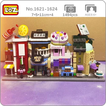 Уличный торт LOZ City, кола, газированный напиток, Музыка, пианино, Книжный магазин, Библиотека, архитектура, сделай сам, мини-блоки, Кирпичи, Строительная игрушка Без коробки